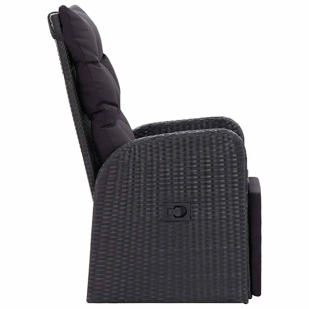Reclining Garden Chairs 2 pcs Adjustable Backrest Footrest Black Poly Rattan with Cushions
