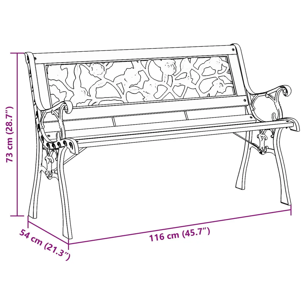 Garden Bench Wooden Outdoor Seating with Cushion 116 x 54 x 73 cm Brown