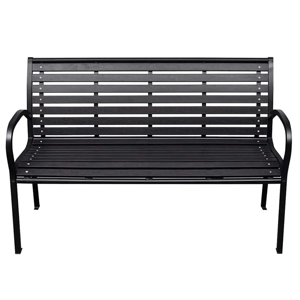 Garden Bench Outdoor Seating 116cm Black Steel WPC Slats Backrest Patio