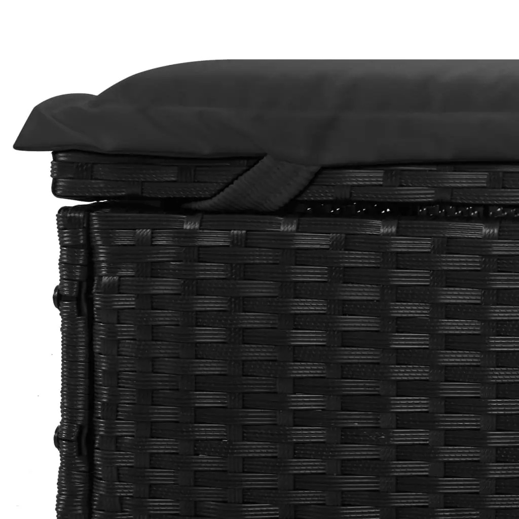 2-Person Sunbed Lounger with Cushions Black Poly Rattan Adjustable Daybed