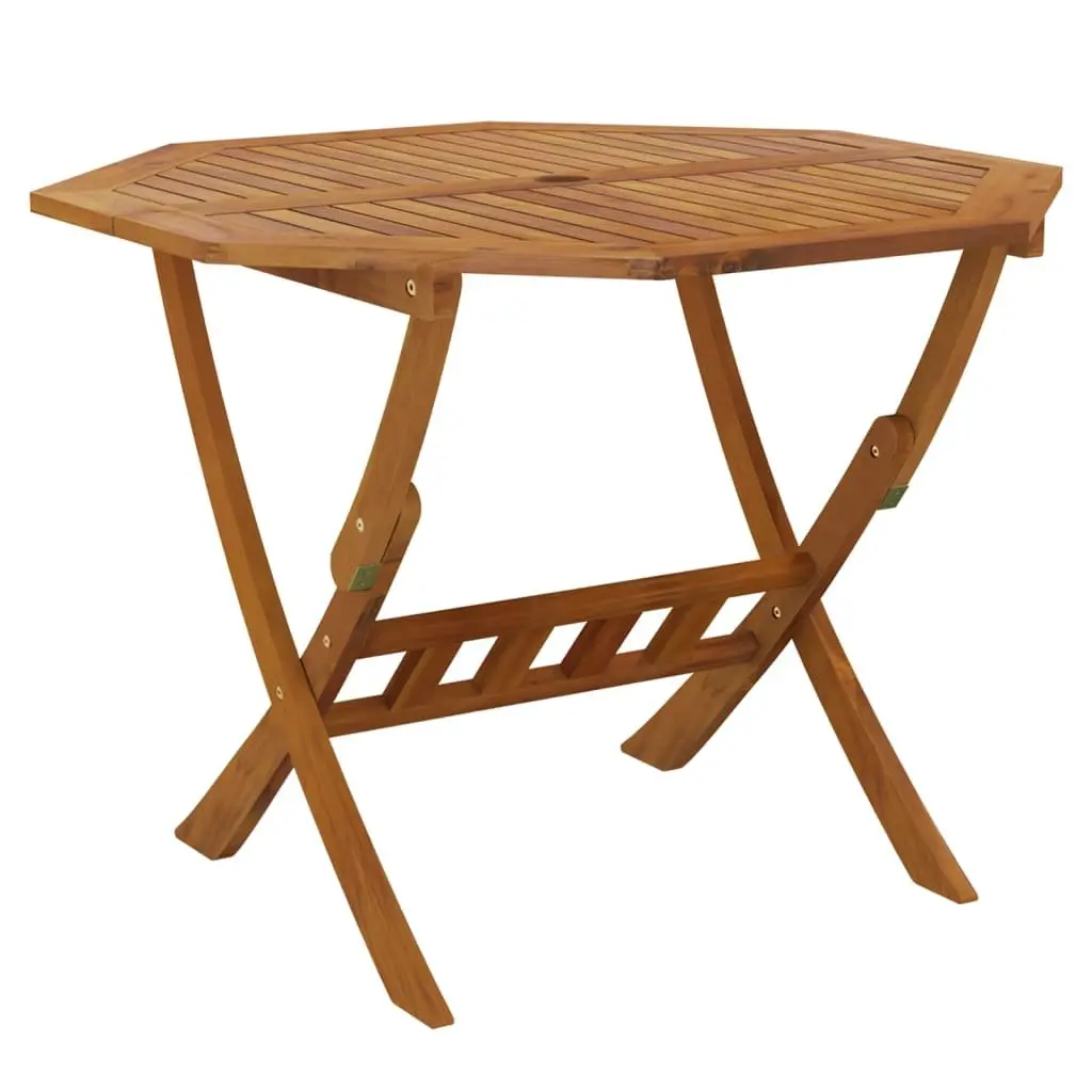Folding Garden Table 90x75cm Brown Wood Outdoor Patio Dining Furniture