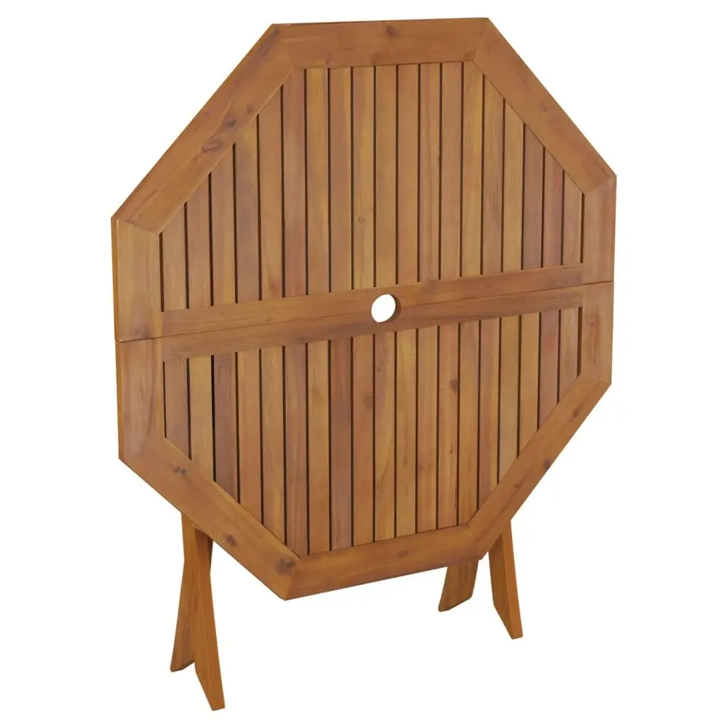 Folding Garden Table 90x75cm Brown Wood Outdoor Patio Dining Furniture