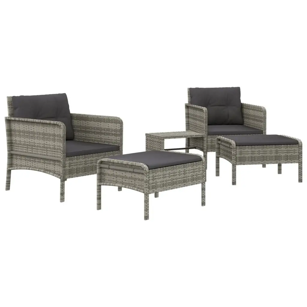 5 Piece Grey Garden Lounge Set Outdoor Patio Furniture with Cushions