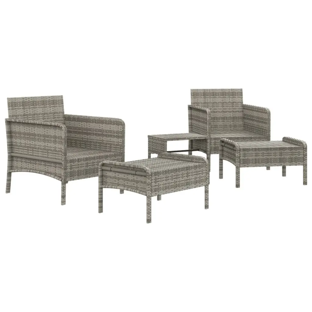 5 Piece Grey Garden Lounge Set Outdoor Patio Furniture with Cushions