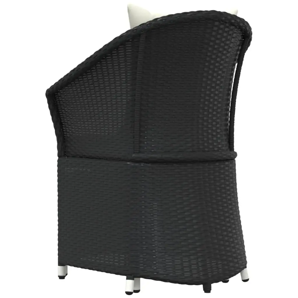 2 Piece Outdoor Garden Lounge Set with Cushions Stool Black Poly Rattan