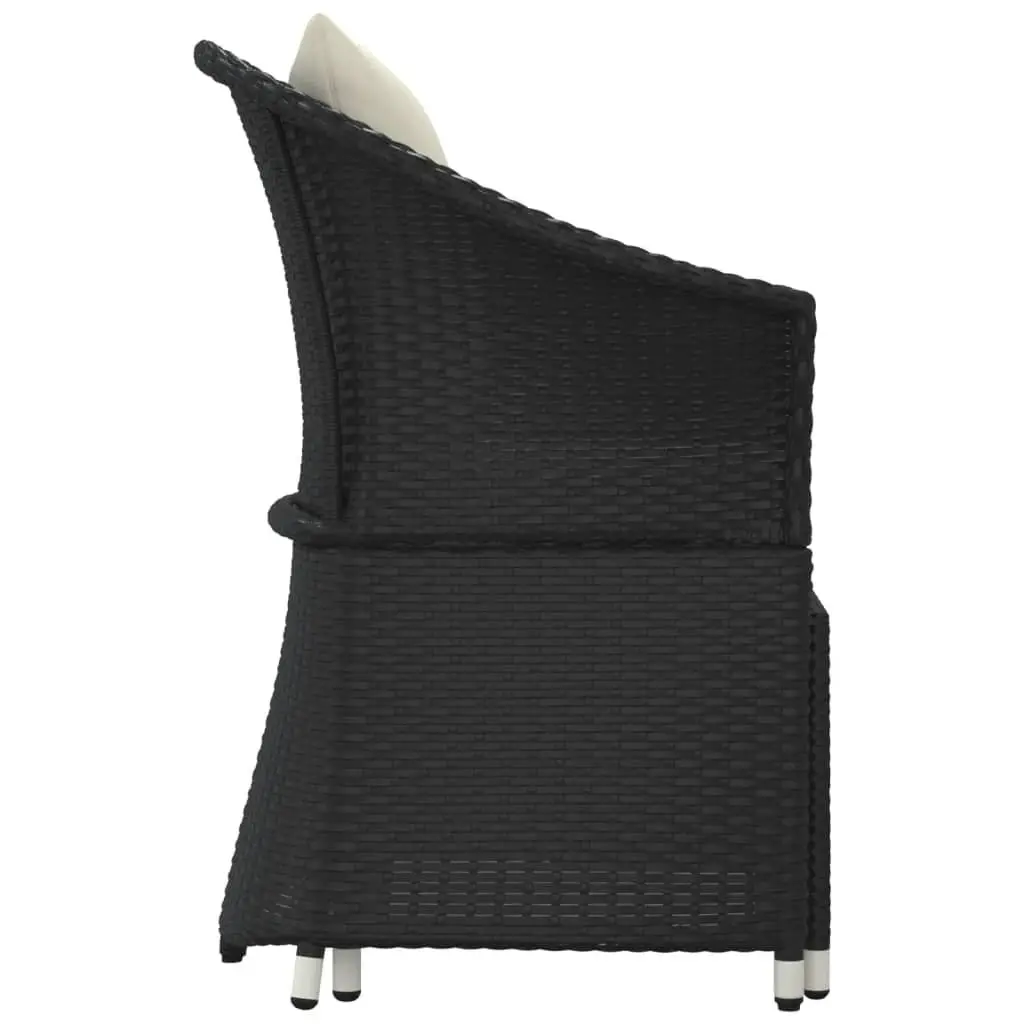 2 Piece Outdoor Garden Lounge Set with Cushions Stool Black Poly Rattan