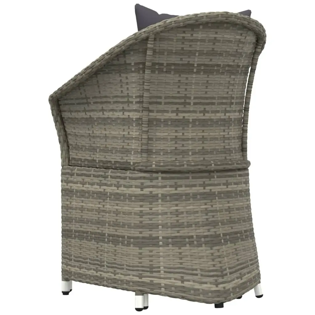 2 Piece Garden Lounge Set Grey Poly Rattan Outdoor Furniture with Cushions Stool