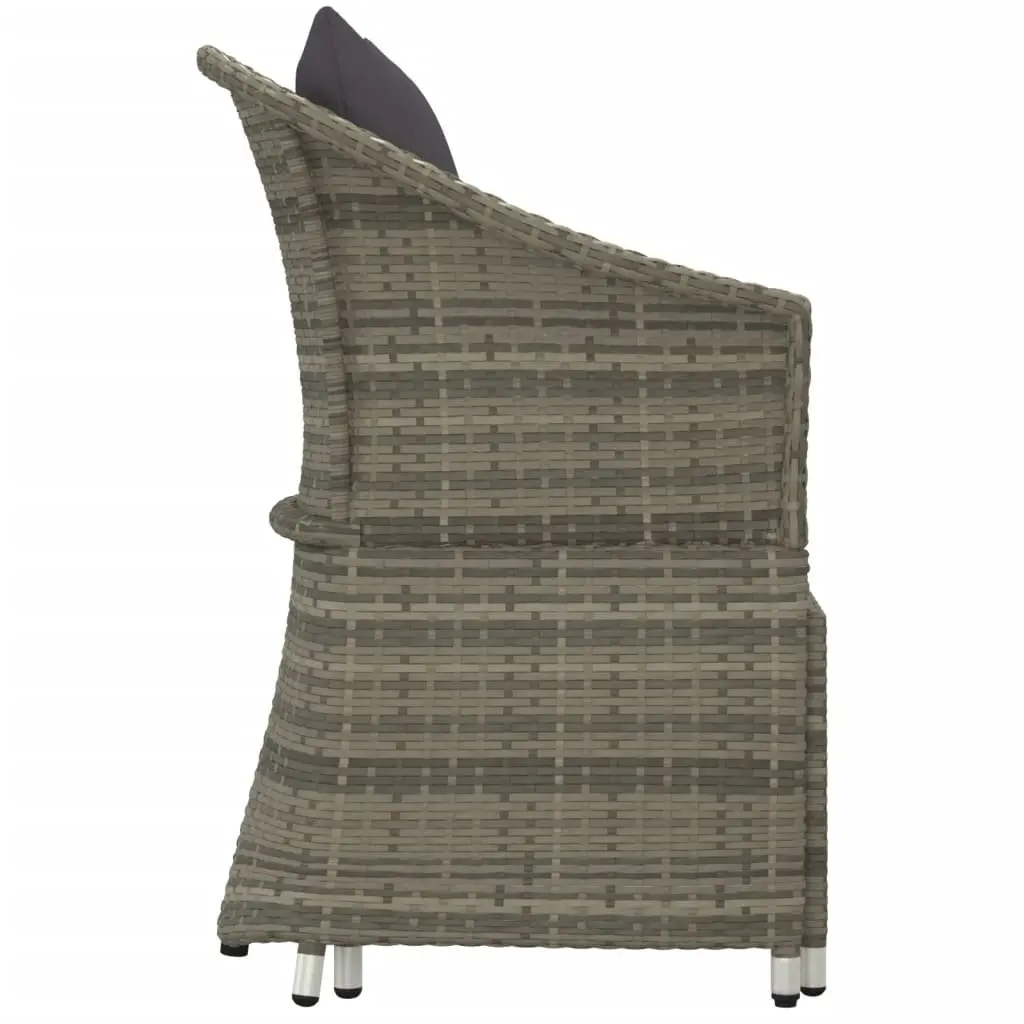 2 Piece Garden Lounge Set Grey Poly Rattan Outdoor Furniture with Cushions Stool