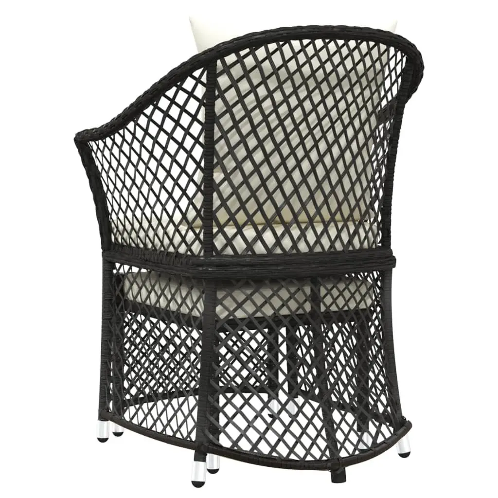 2 Piece Garden Lounge Set Outdoor Furniture Black Poly Rattan with Cushions