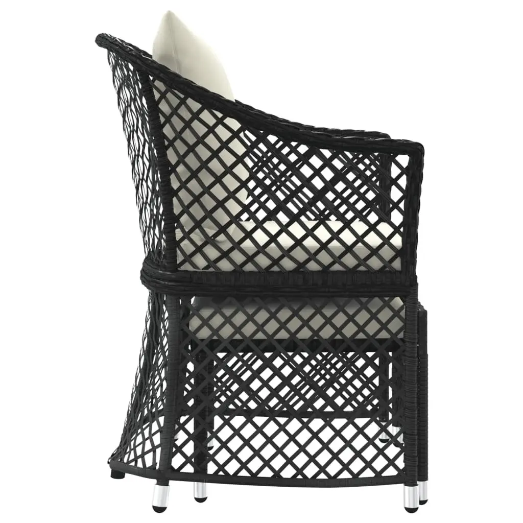 2 Piece Garden Lounge Set Outdoor Furniture Black Poly Rattan with Cushions