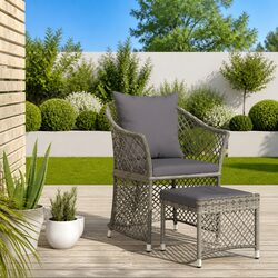 Garden Lounge Set 2 Piece Outdoor Furniture Grey Rattan Sofa Seating with