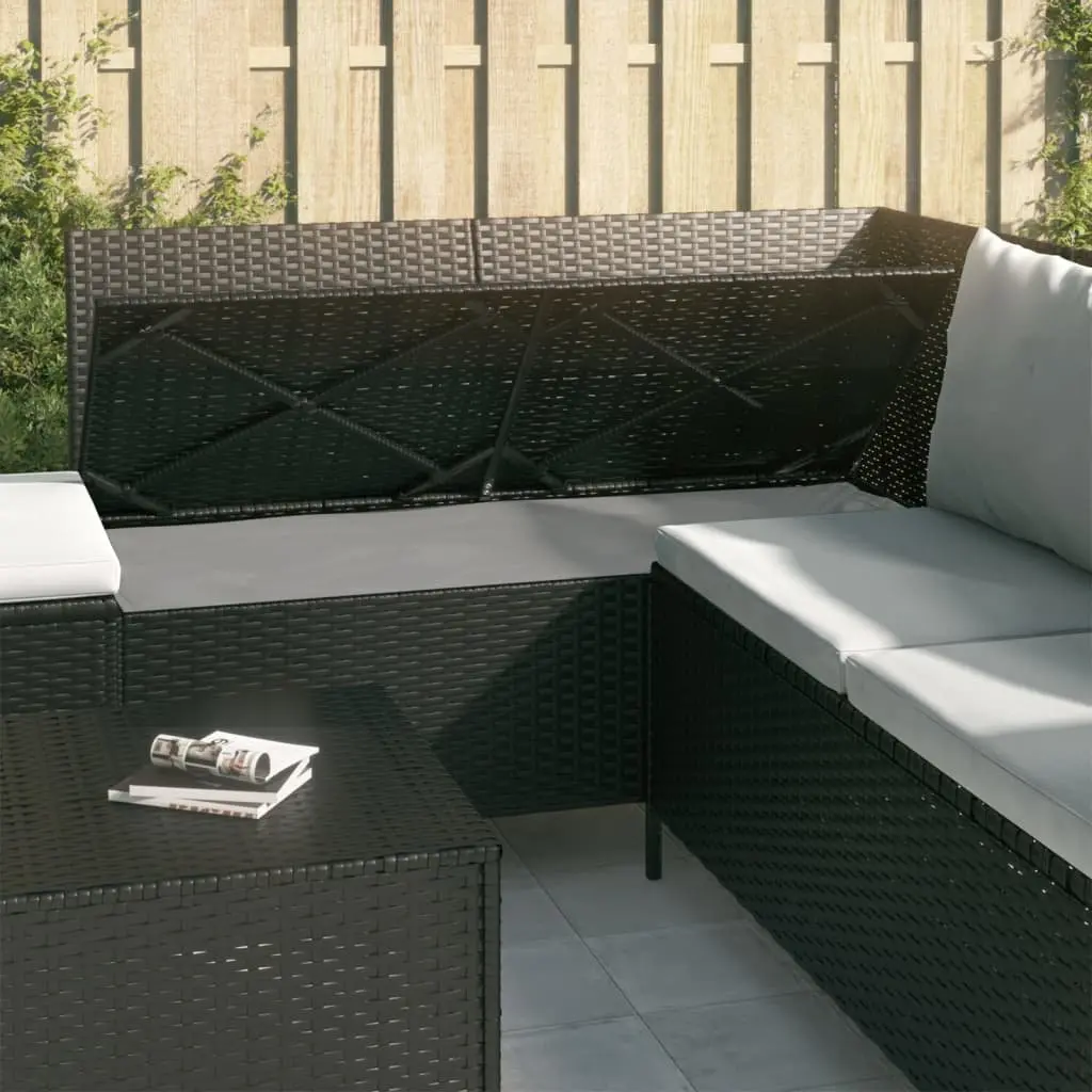 4 Piece Garden Lounge Set Outdoor Furniture with Cushions Black Poly Rattan
