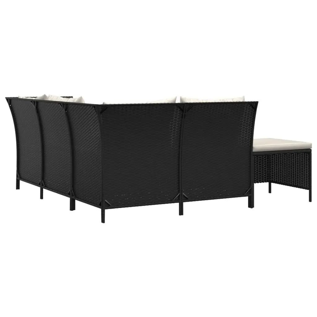 4 Piece Garden Lounge Set Outdoor Furniture with Cushions Black Poly Rattan