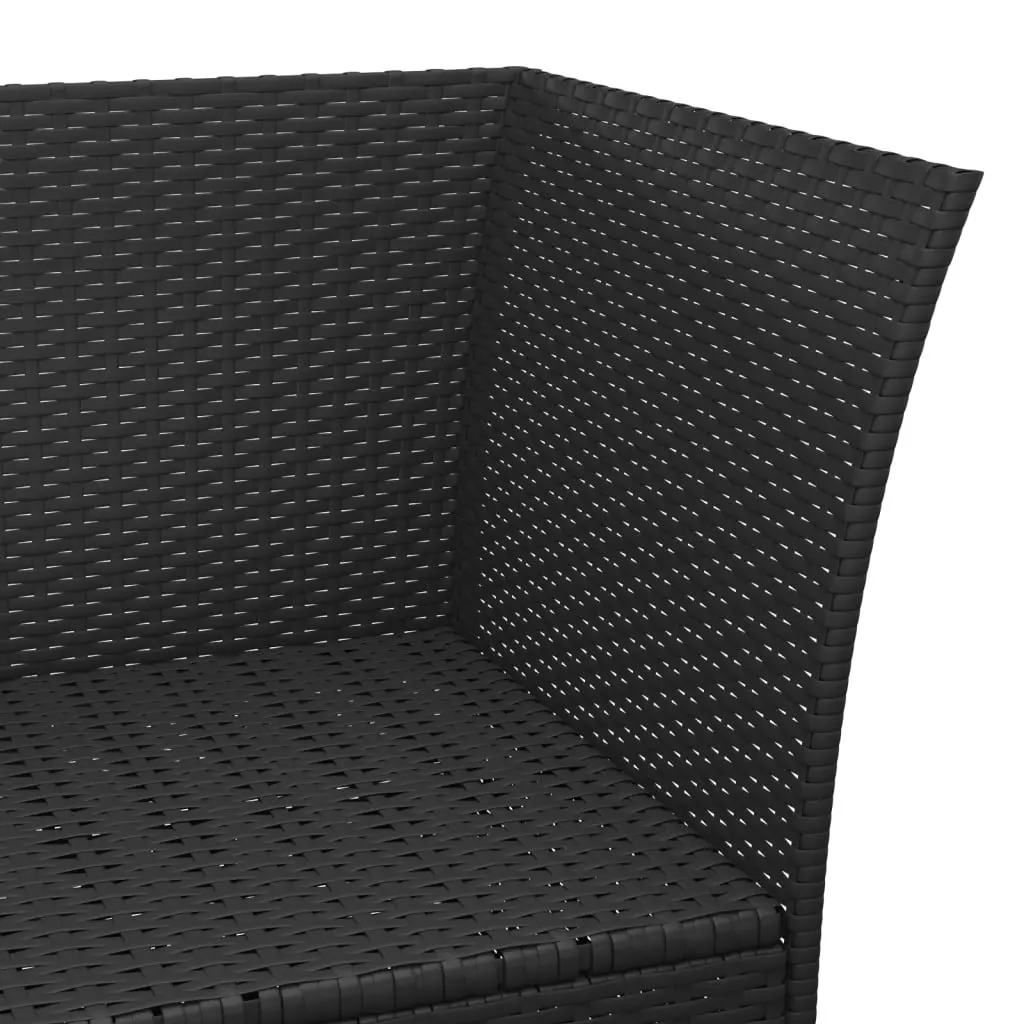 4 Piece Garden Lounge Set Outdoor Furniture with Cushions Black Poly Rattan