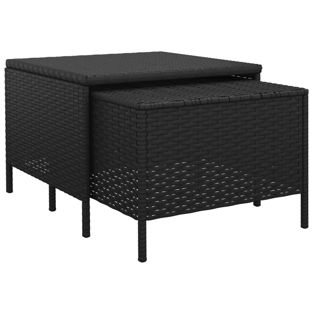 3 Piece Garden Lounge Set with Cushions Black Poly Rattan Outdoor Furniture