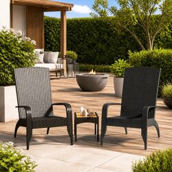 Outdoor Adirondack Chair Black Garden Patio Seating Relaxation Lounger