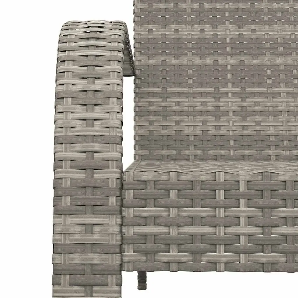 Adirondack Chair Grey Poly Rattan Outdoor Seating Lounger with Deep Seat and High Backrest