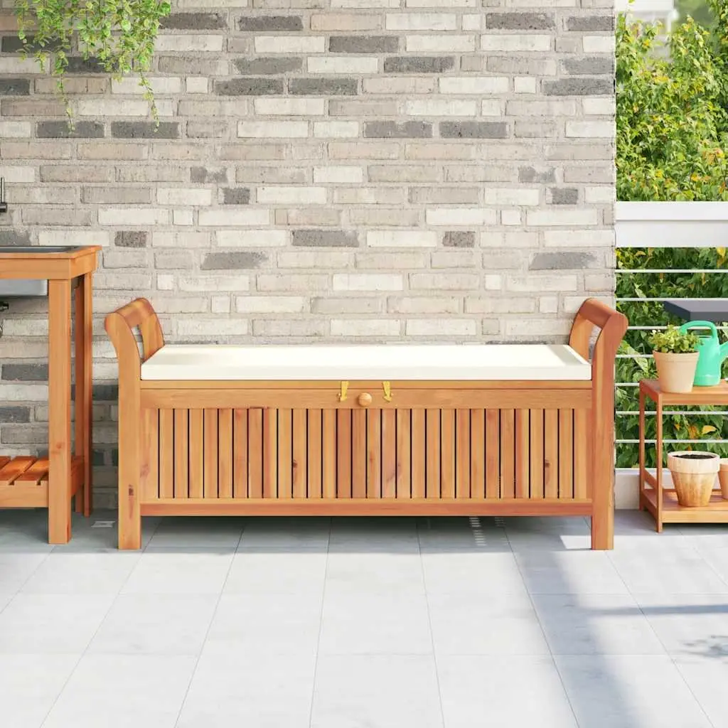 Garden Storage Bench Wooden Outdoor Seating 126cm Brown