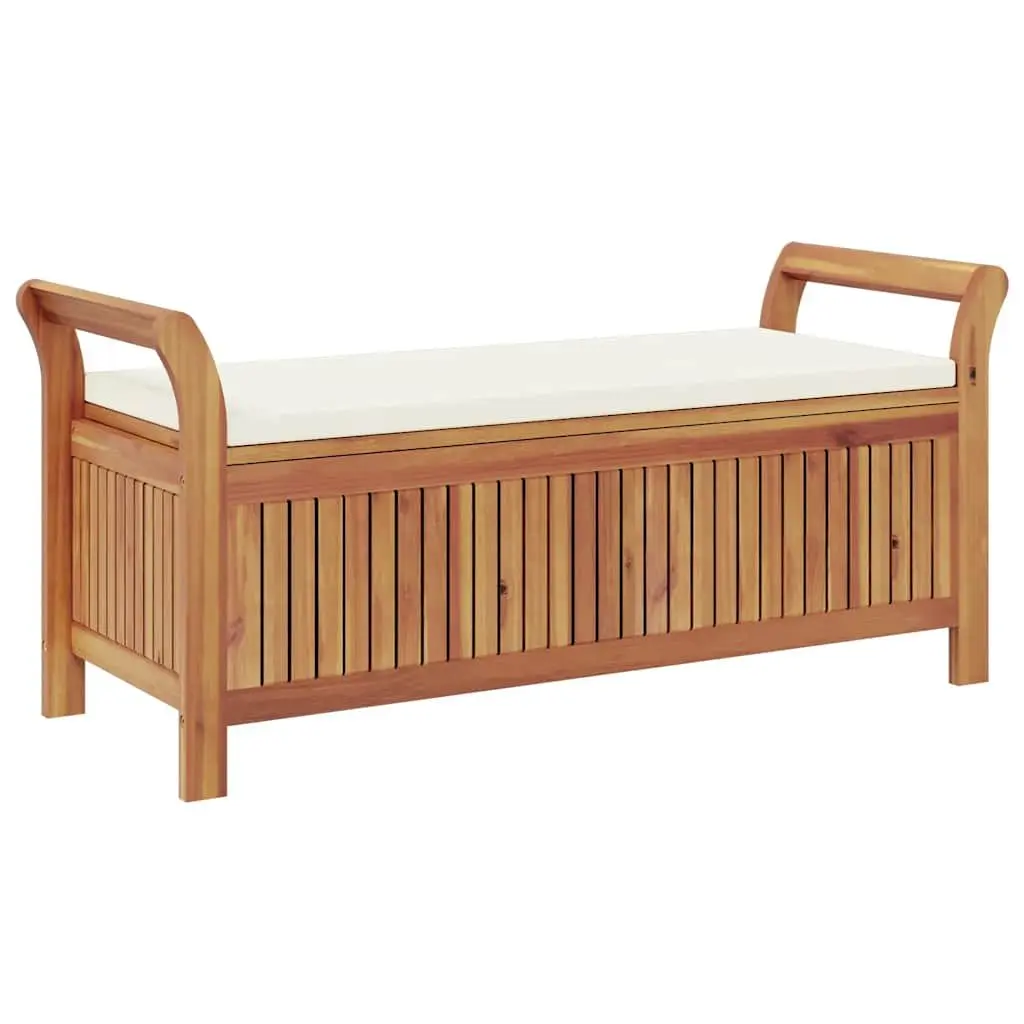 Garden Storage Bench Wooden Outdoor Seating 126cm Brown