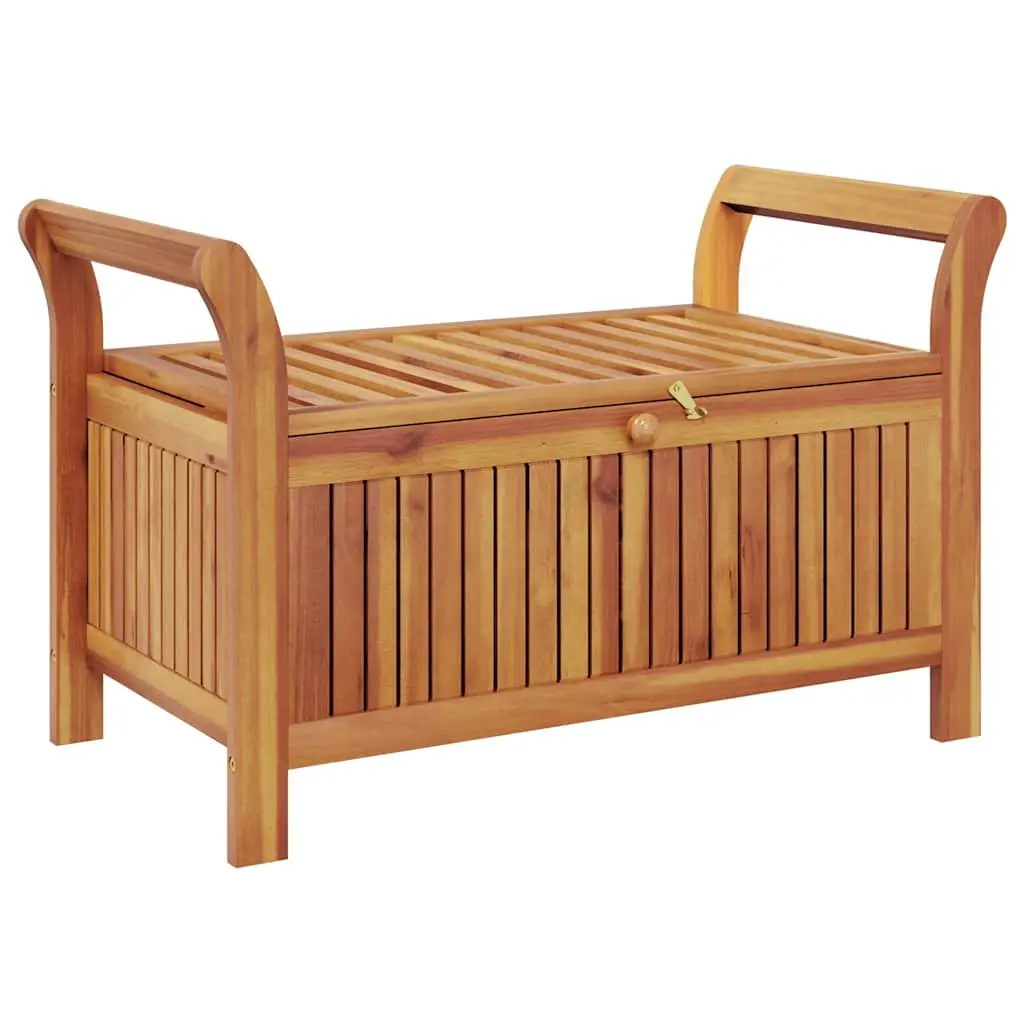 Garden Storage Bench Solid Wood 91cm Brown Outdoor Seating with Cushion
