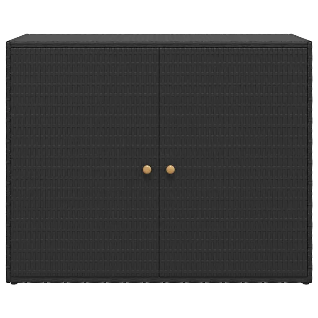 Garden Storage Cabinet Waterproof Poly Rattan Black 100x55.5x80cm