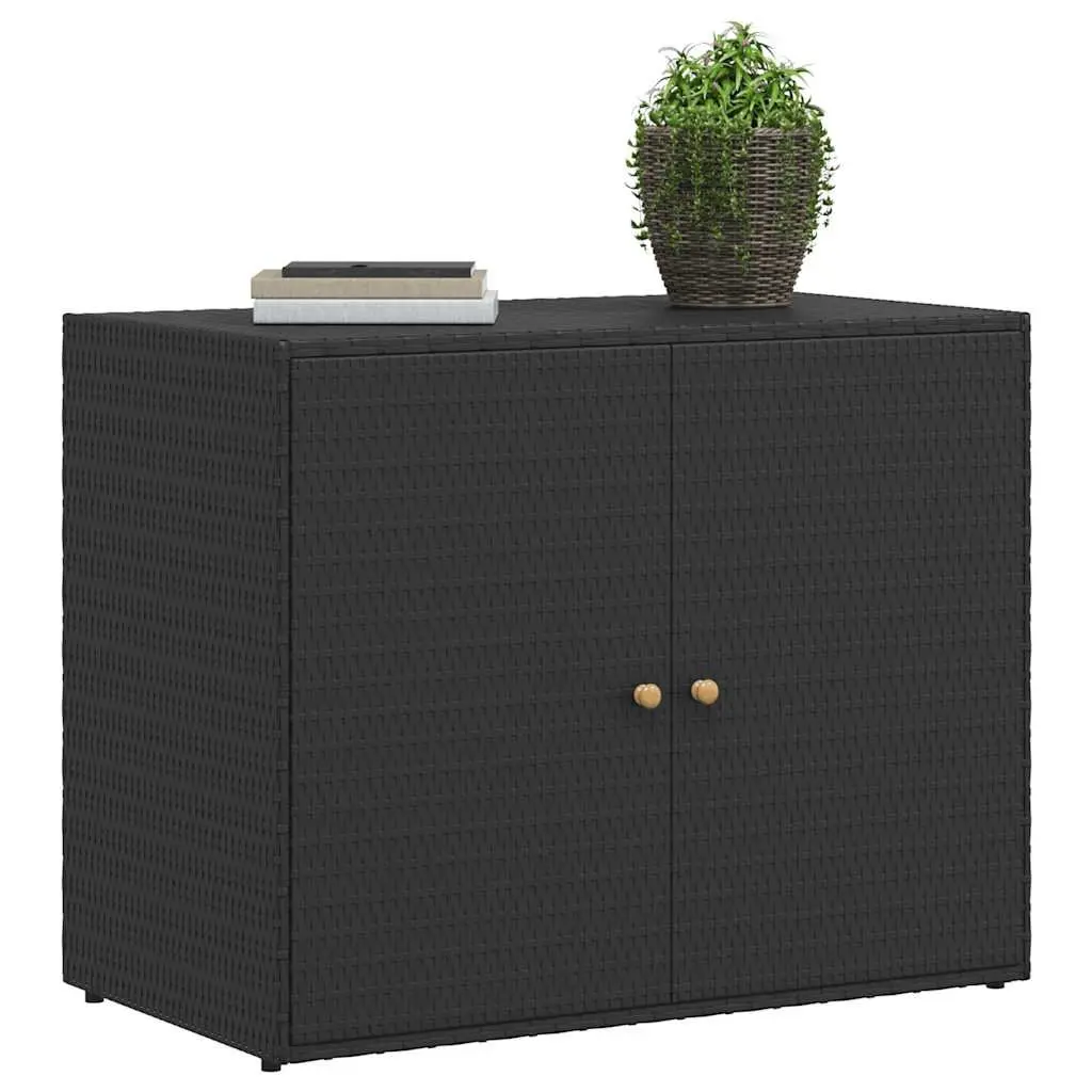 Garden Storage Cabinet Waterproof Poly Rattan Black 100x55.5x80cm
