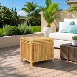 Garden Storage Box Bamboo Outdoor Patio Furniture Bench Chest Brown 60x52x55cm