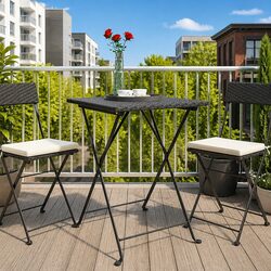 Folding Bistro Table Black 55x54x71cm Garden Patio Outdoor Dining Furniture