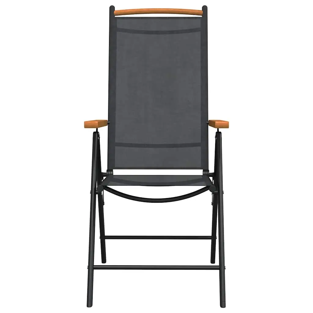7 Piece Garden Dining Set Adjustable Backrest Black Powder-coated Aluminium Textilene WPC