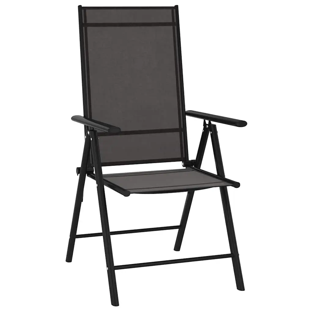 Garden Dining Set 7 Piece Black Outdoor Furniture Patio Table and Reclining Chairs
