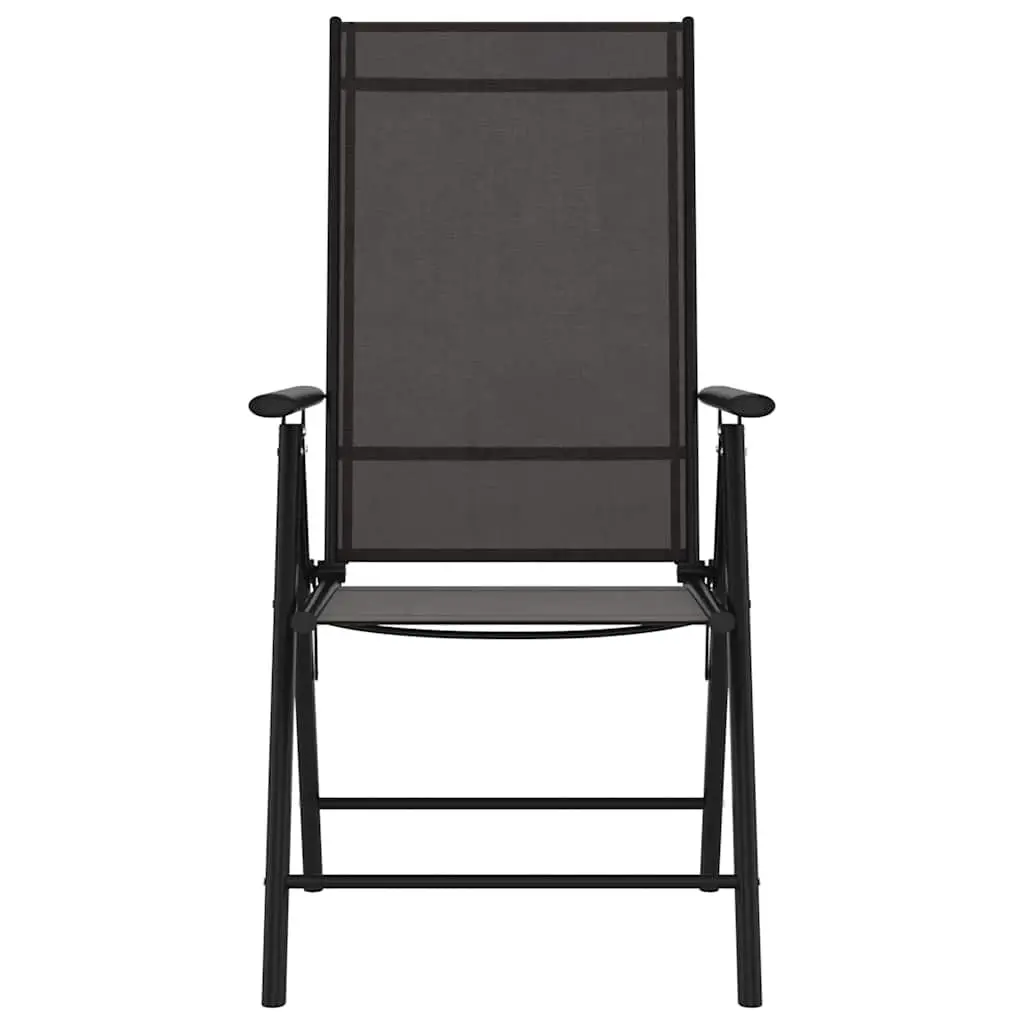 Garden Dining Set 7 Piece Black Outdoor Furniture Patio Table and Reclining Chairs