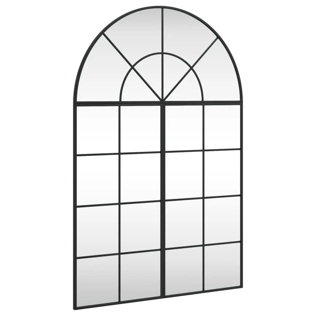 Arch Wall Mirror Black 80x120 cm Powder-Coated Iron Frame Glass Decor