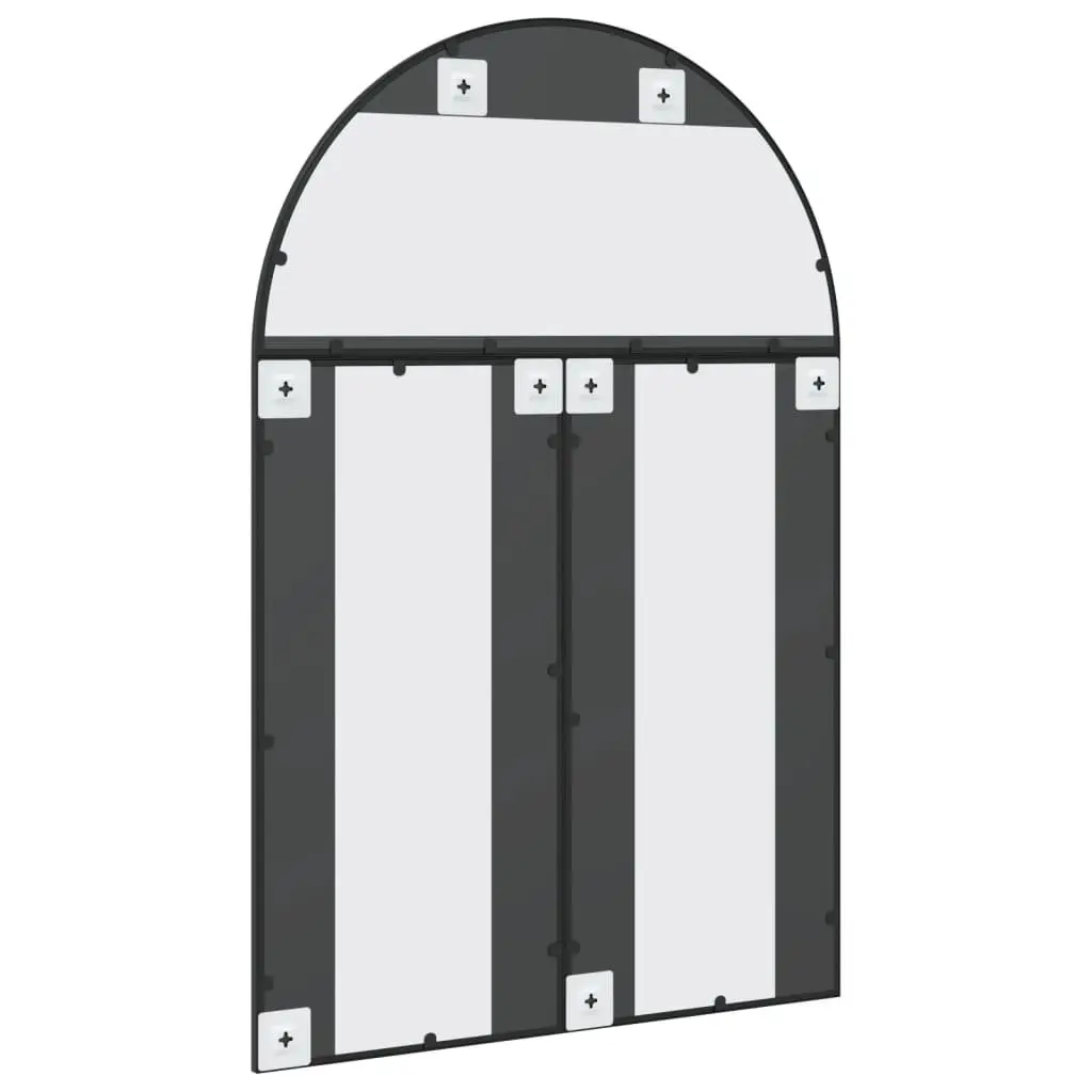 Arch Wall Mirror Black 80x120 cm Powder-Coated Iron Frame Glass Decor