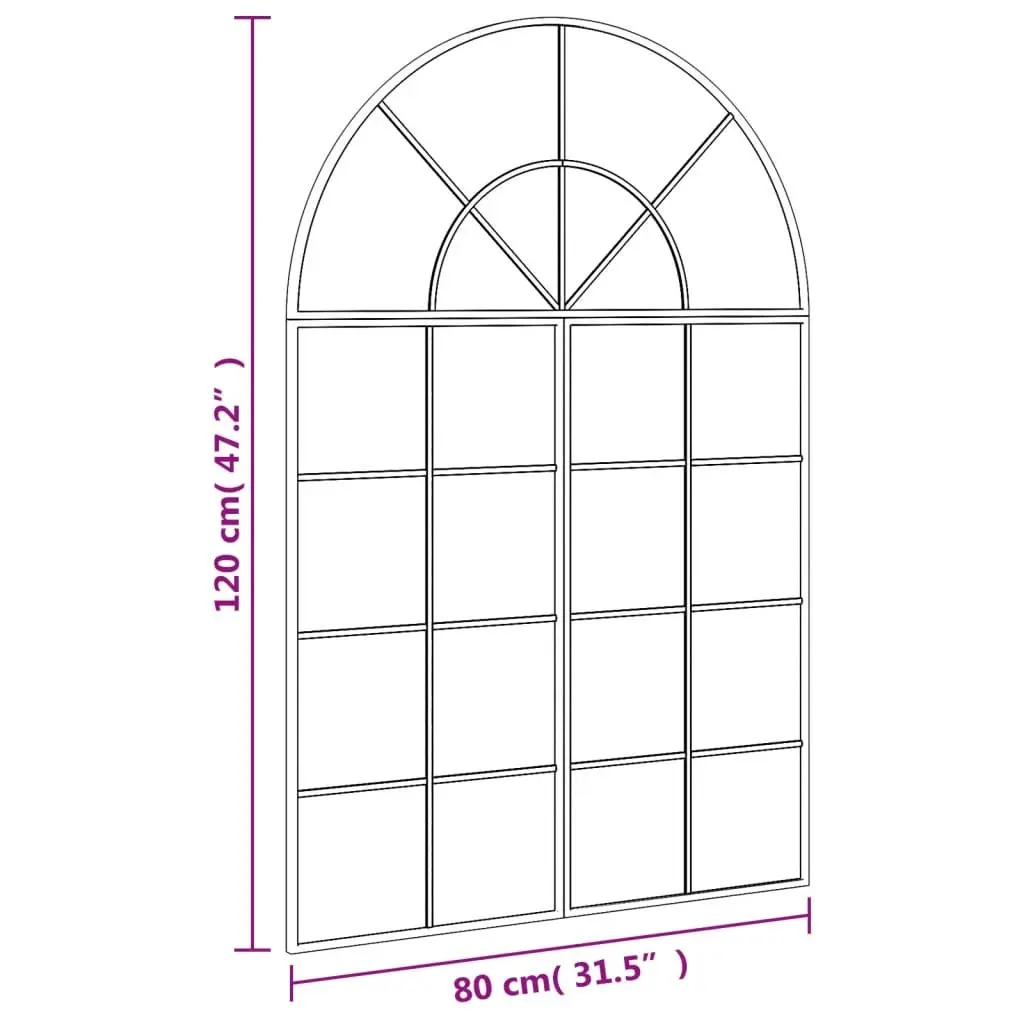 Arch Wall Mirror Black 80x120 cm Powder-Coated Iron Frame Glass Decor