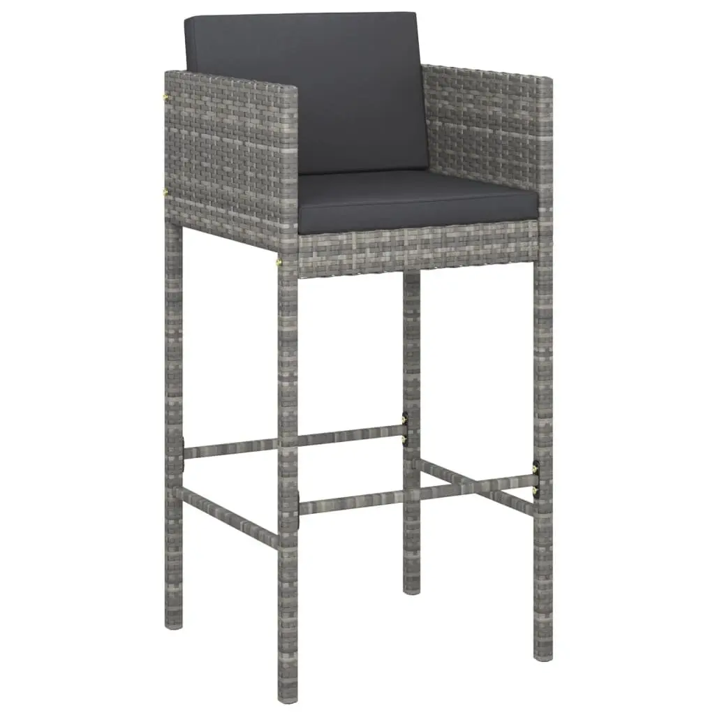 Garden Bar Set 9 Piece Outdoor Furniture Patio Dining Stools with Cushions Grey