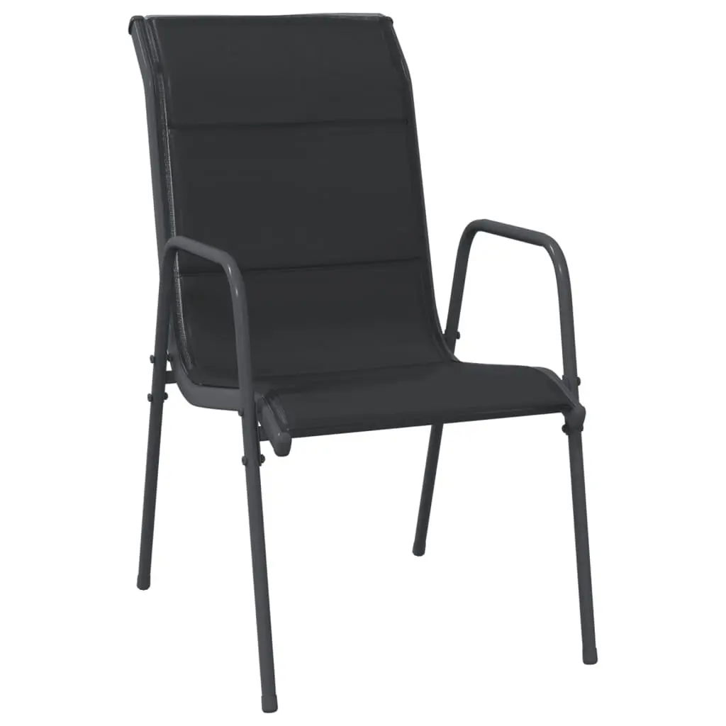 Garden Dining Set 5 Piece Black Outdoor Furniture Armchairs Table Patio