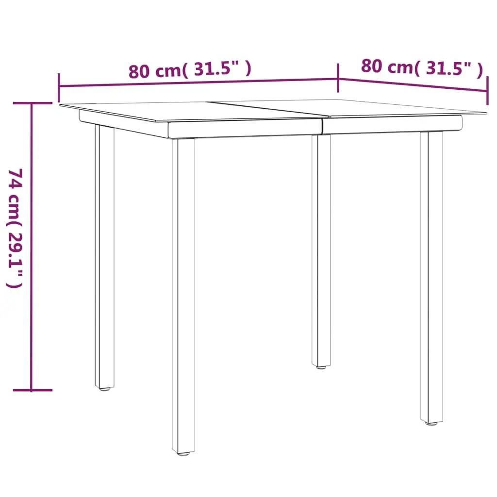 Garden Dining Set 5 Piece Black Outdoor Furniture Armchairs Table Patio
