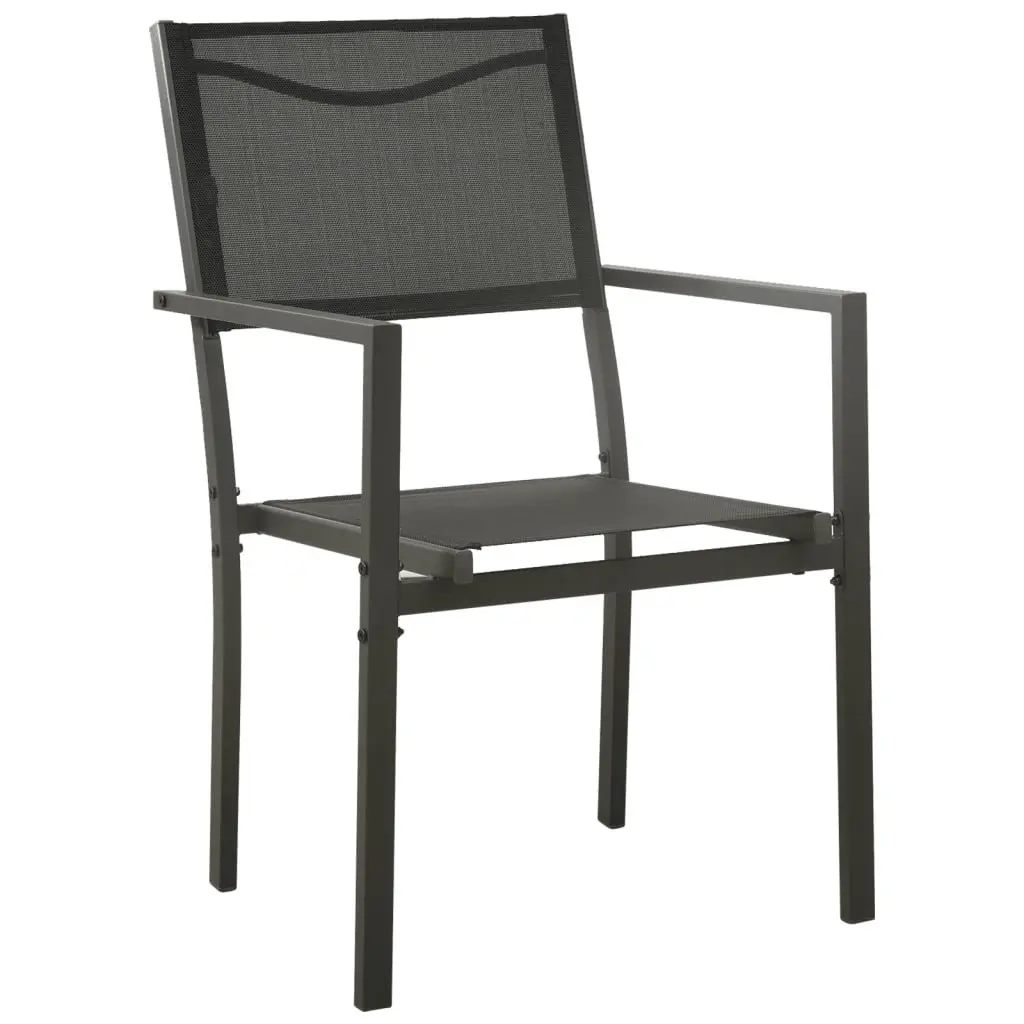 Garden Dining Set 5 Piece Outdoor Furniture Black Steel Chairs Table