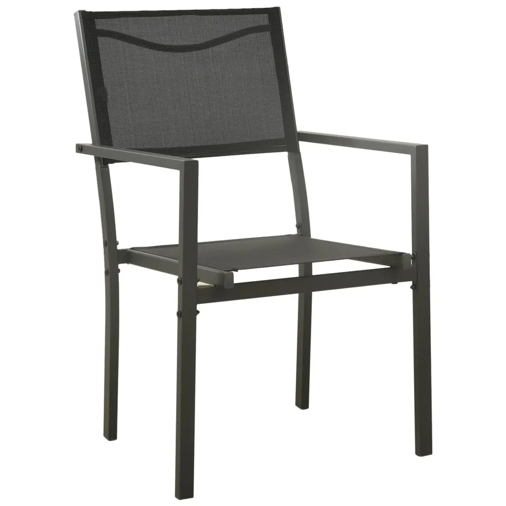Garden Dining Set 5 Piece Black Steel Textilene Chairs Table Outdoor Furniture