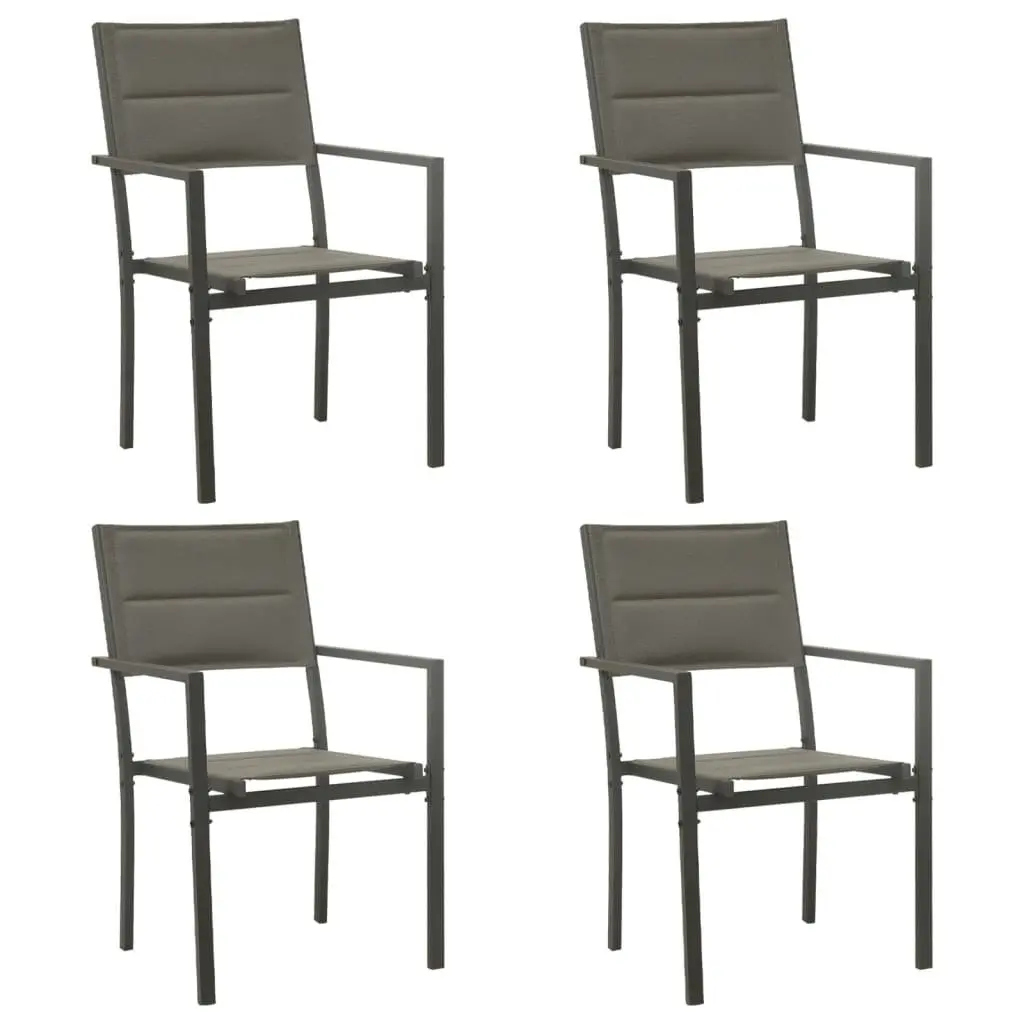 Garden Dining Set 5 Piece Black Steel Textilene Chairs Table Outdoor Patio