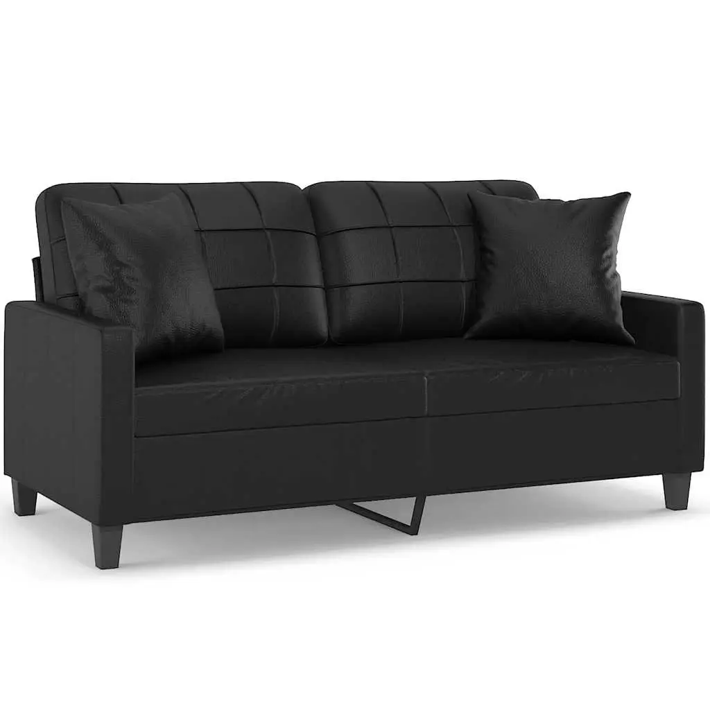 2-Seater Sofa Faux Leather Modern Lounge Couch 140cm Black