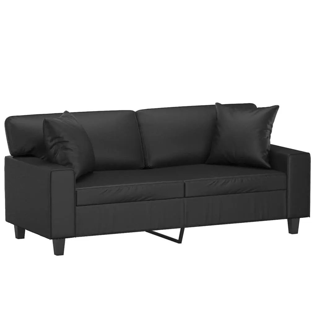 2-Seater Sofa Modern Lounge Couch Faux Leather Black 140cm