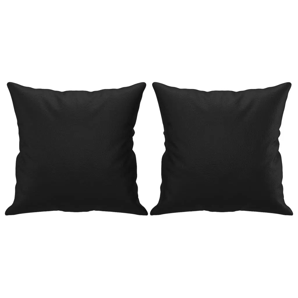 2-Seater Sofa Black Faux Leather Modern Lounge with Throw Pillows 120cm