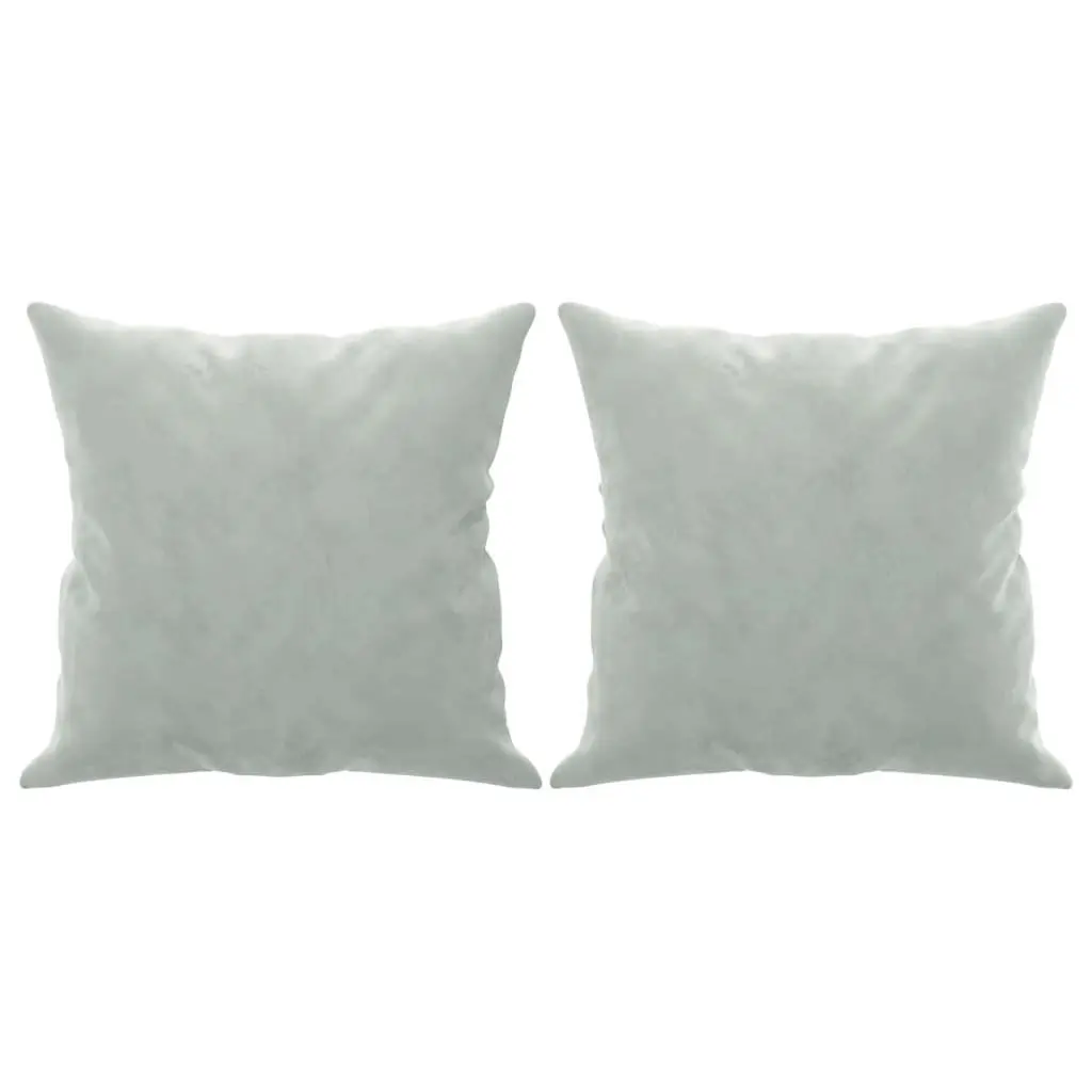 2-Seater Sofa Grey Velvet Modern Lounge Couch with Throw Pillows 120cm Living