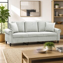 3-Seater Sofa Lounge Modern Living Room Furniture Grey Velvet 180cm with Pillows