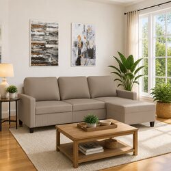 3-Seater Sofa with Footstool Brown Faux Leather Living Room Lounge Couch 180cm