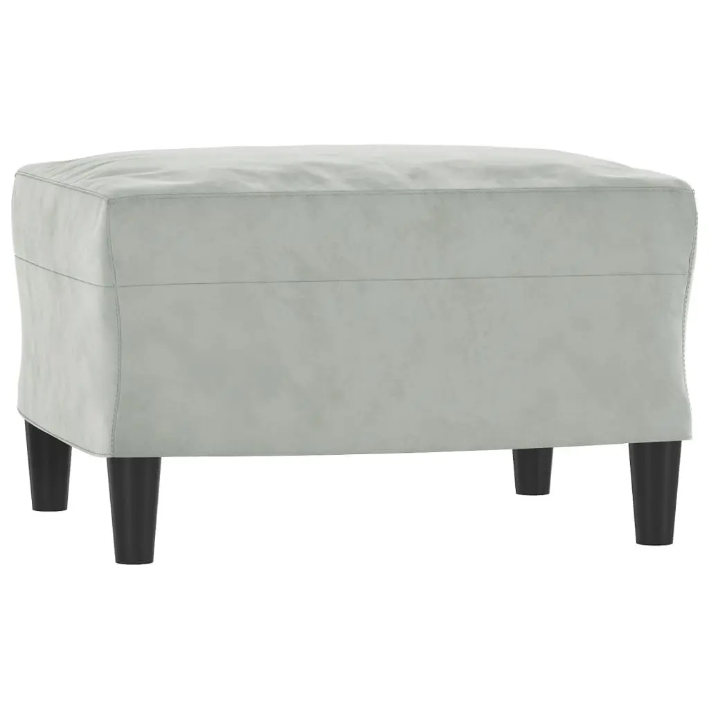 Sofa Chair Velvet Compact 60cm Grey with Footstool Modern Living Room Armchair