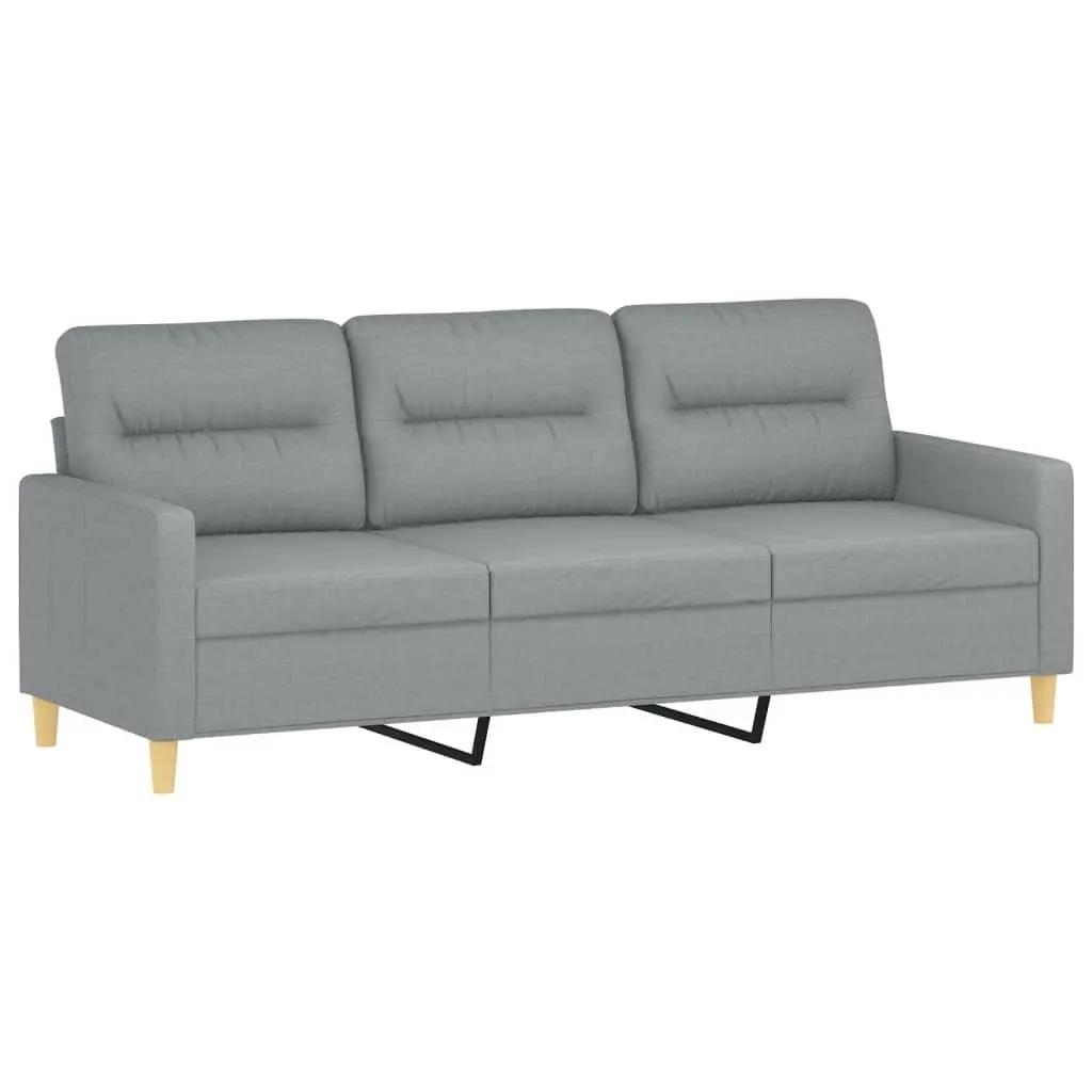 3-Seater Sofa with Footstool Light Grey 180cm Fabric