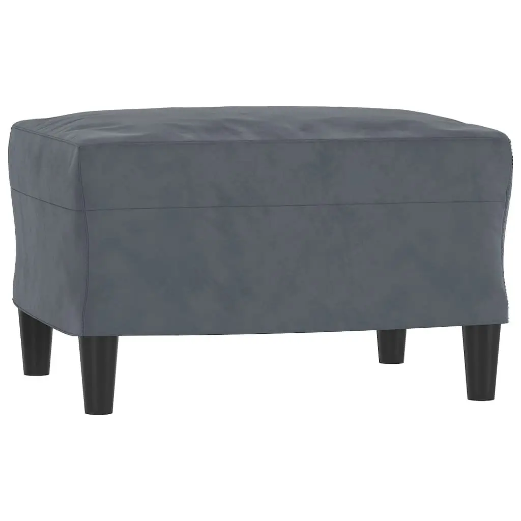 Sofa Chair Velvet Compact Grey with Footstool