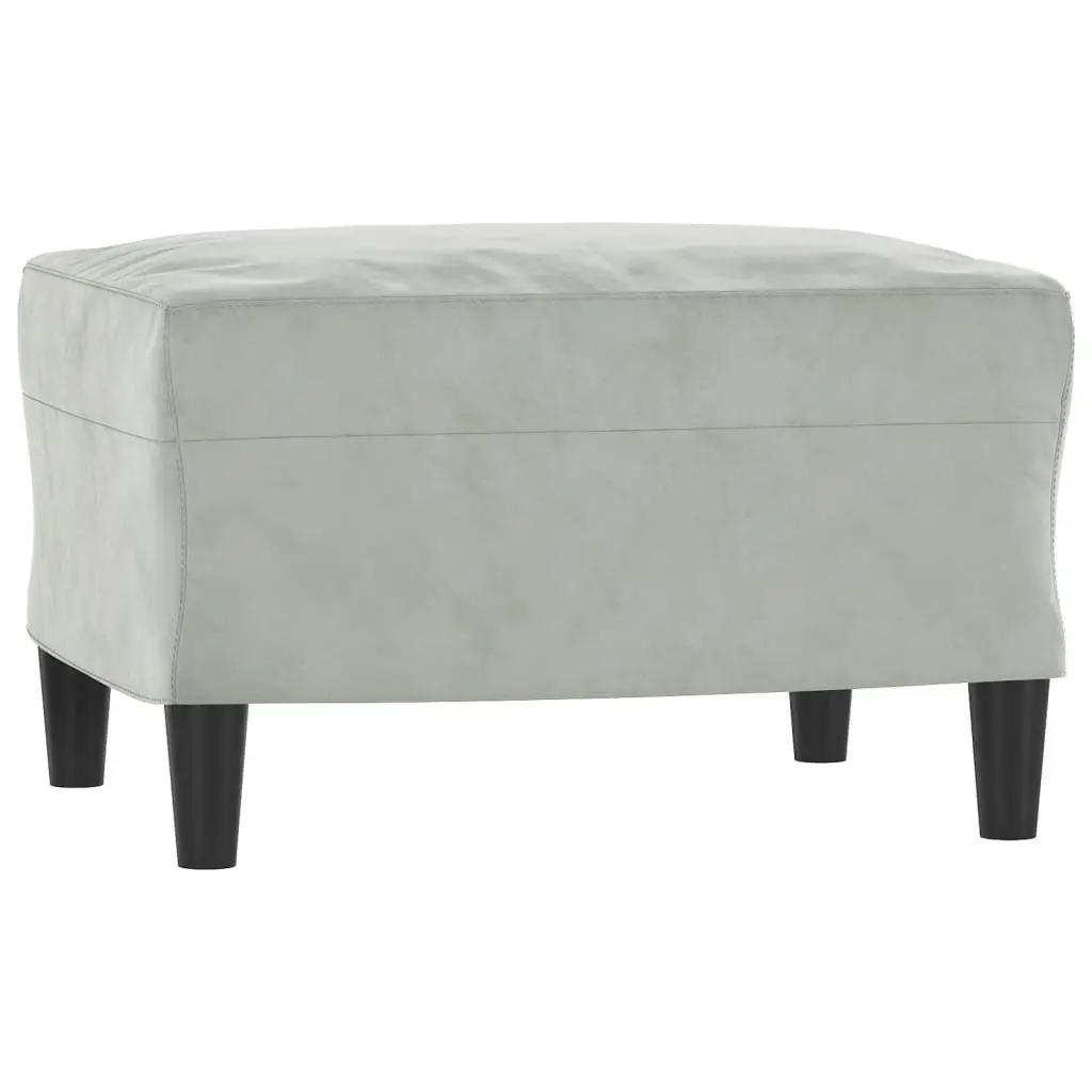 Sofa Chair with Footstool Grey Velvet Lounge Seat Armchair Living Room Furniture